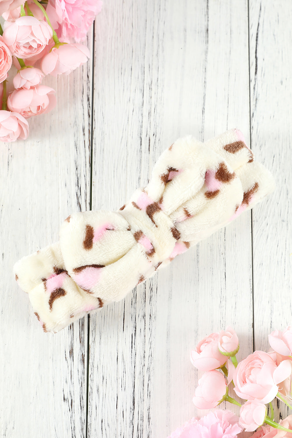 Fuzzy Pink Leopard Bowknot Hairband