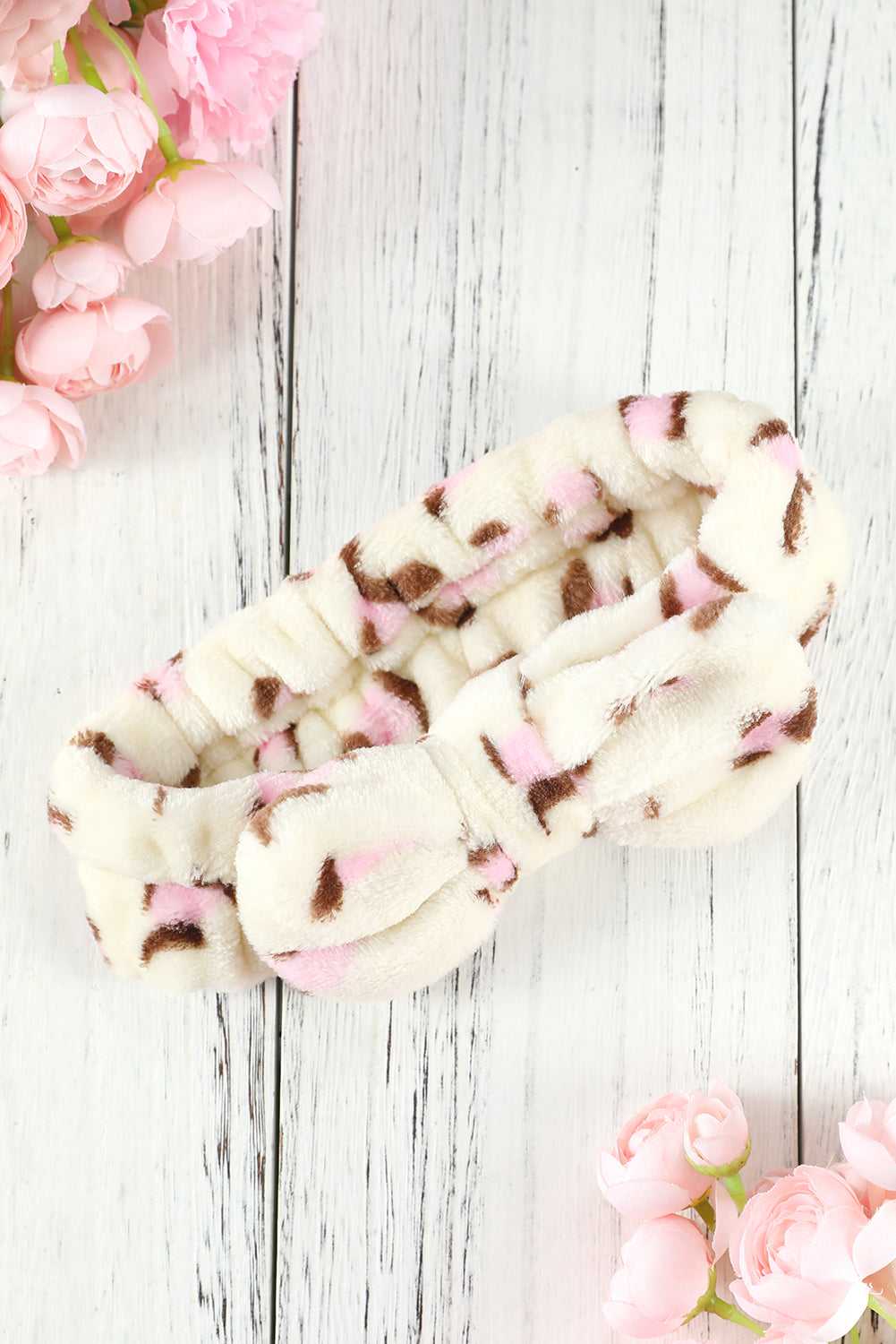 Fuzzy Pink Leopard Bowknot Hairband