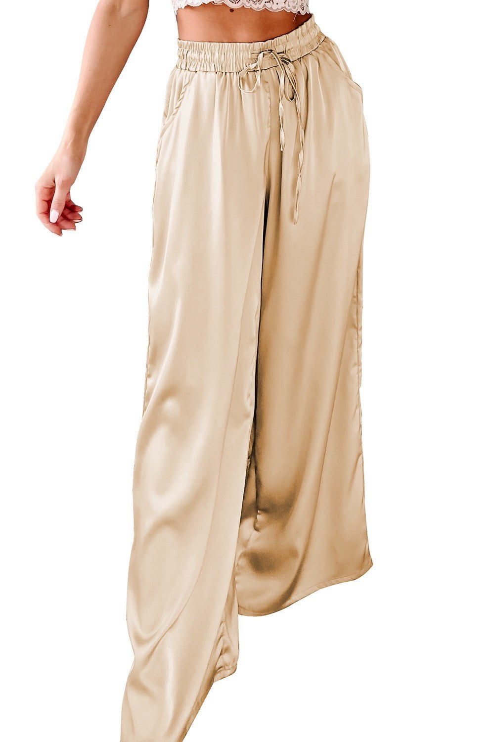 Caspian Wide Leg Pants in Apricot